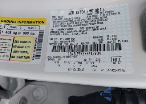 2019 Lincoln Continental Standard из США, поврежденный, VIN 1LN6L9PK3K5612904